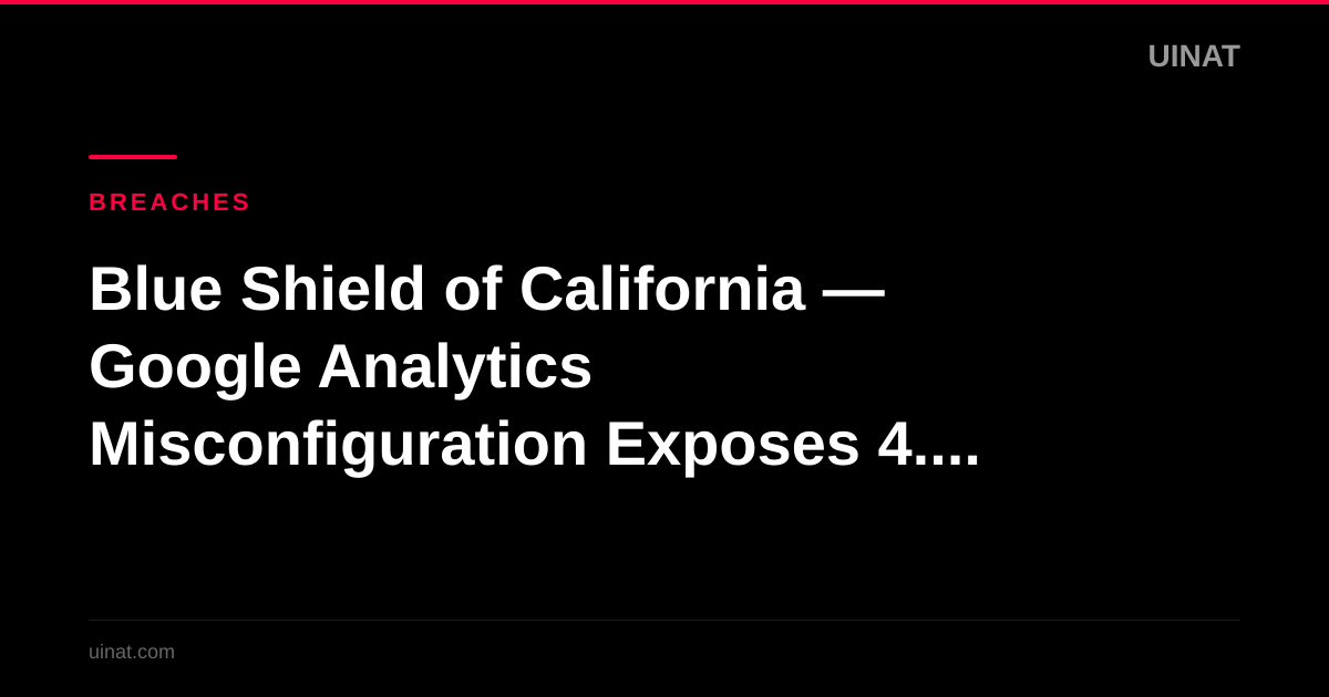 Blue Shield of California — Google Analytics Misconfiguration Exposes 4.7 Million Members