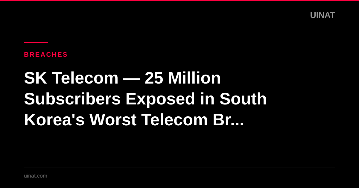 SK Telecom — 25 Million Subscribers Exposed in South Korea's Worst Telecom Breach