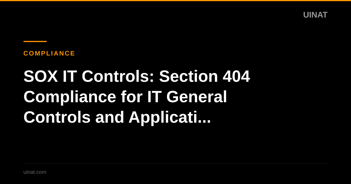 SOX IT Controls: Section 404 Compliance for IT General Controls and Application Controls