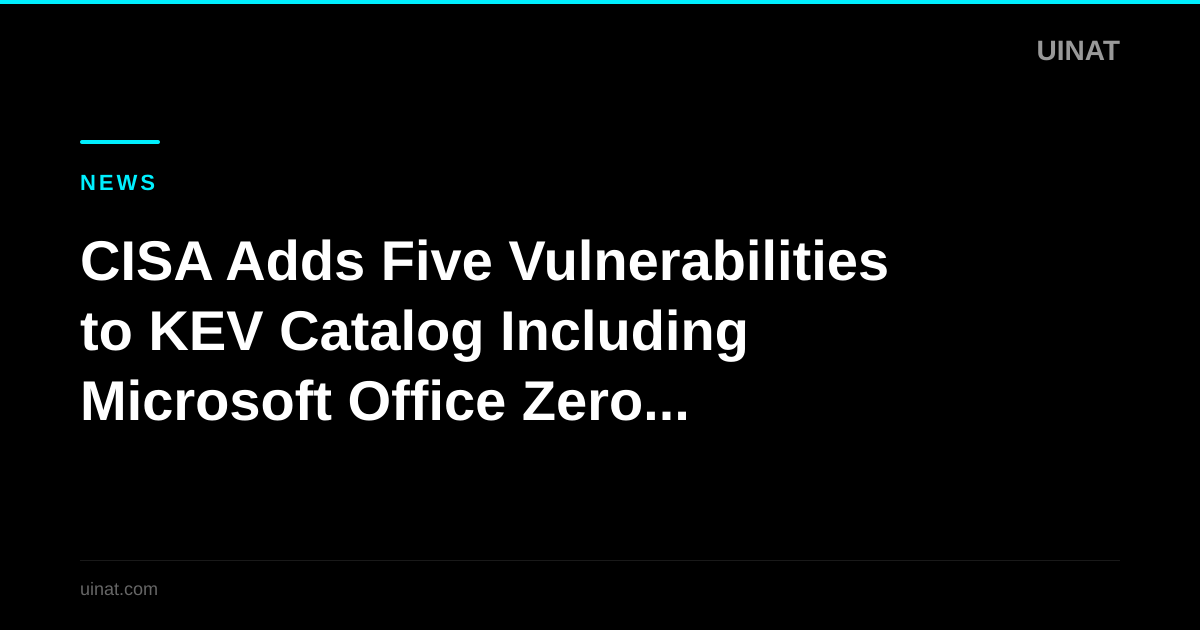 CISA Adds Five Vulnerabilities to KEV Catalog Including Microsoft Office Zero-Day
