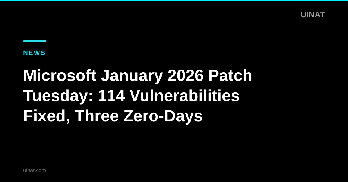 Microsoft January 2026 Patch Tuesday: 114 Vulnerabilities Fixed, Three Zero-Days
