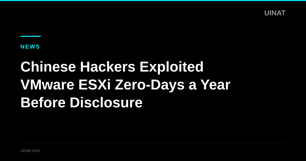 Chinese Hackers Exploited VMware ESXi Zero-Days a Year Before Disclosure